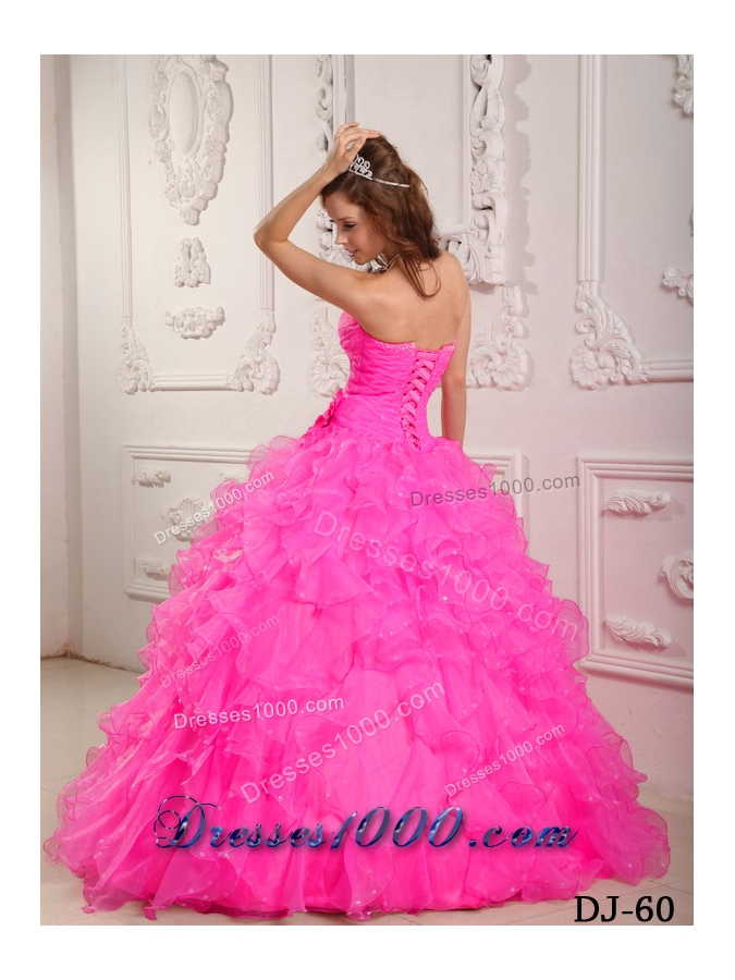 Romantic Ball Gown Sweetheart Quinceanera Dress with Organza Beading
