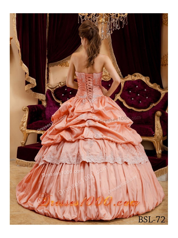 Beautiful Ball Gown Strapless Appliques 2014 Pick-ups Sweet Sixteen Quinceanera Dresses