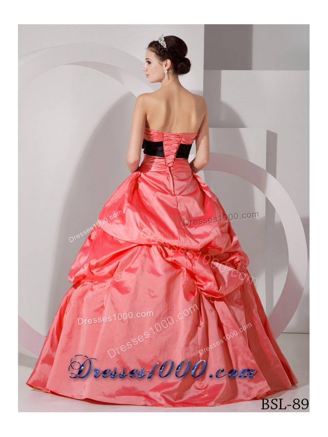 Watermelon Red Sweetheart Sashes Pick-ups 2014 Quinceanera Gowns