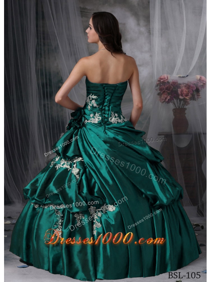 Classical Strapless Turquoise Quinceanera Dresses with Appliques