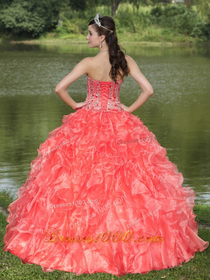 Lovely Sweetheart Beading and Ruffles Quinceanera Dresses with Organza