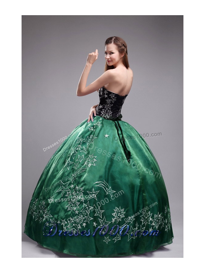 Pretty Sweetheart Orangza Turquoise Quinceanera Dress with Embroidery