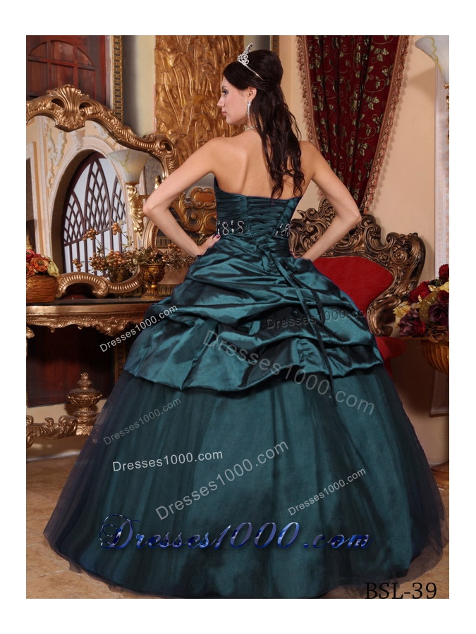 Cheap Turquoise Sweet 15 Dresses with Strapless Beading