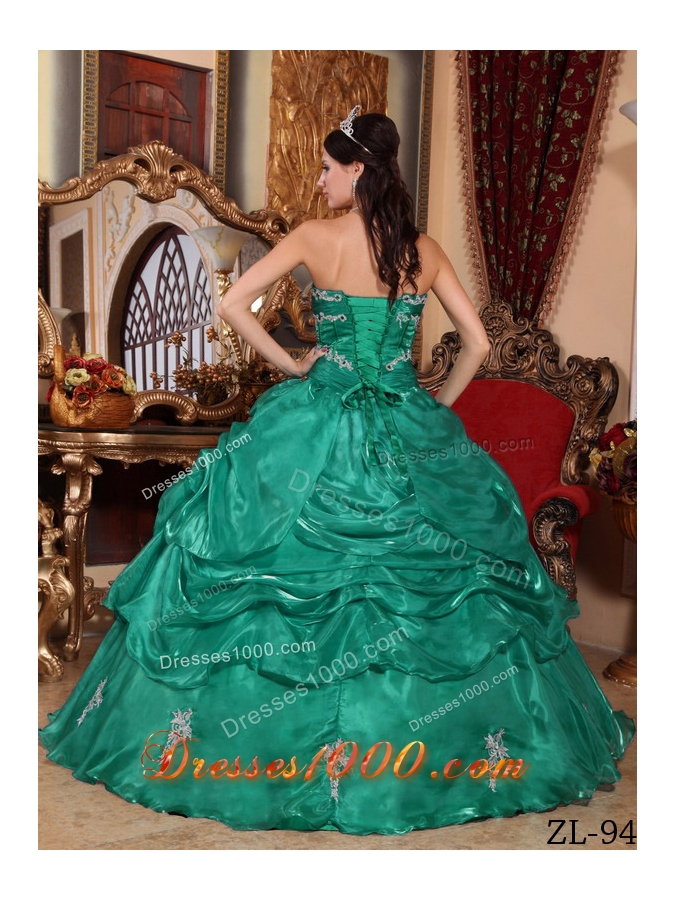 Pretty Turquoise Sweet Sixteen Dresses with Appliques Strapless