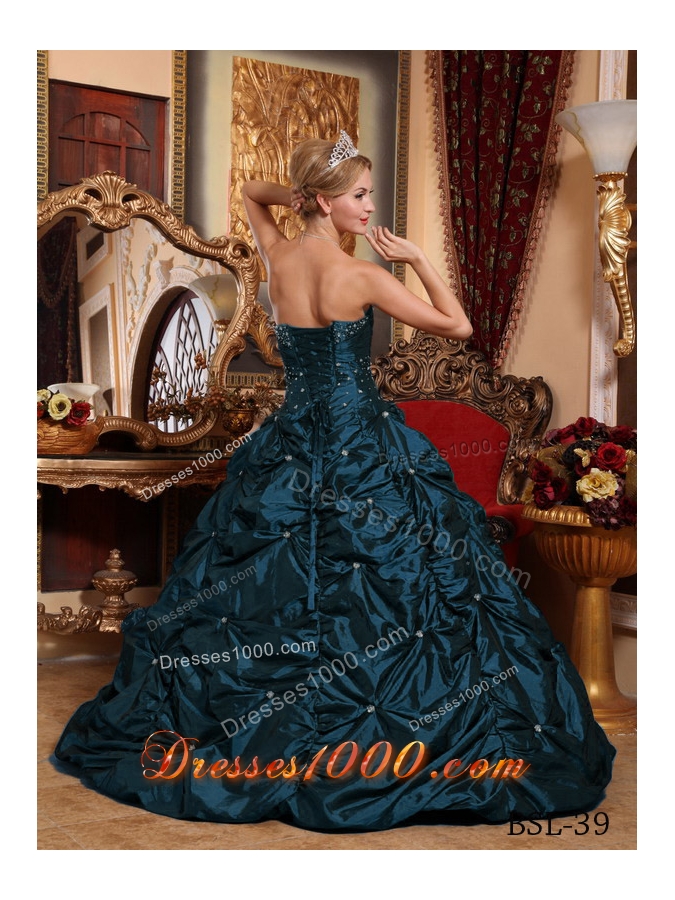 Princess Strapless Taffeta Quinceneara Dresses with Beading