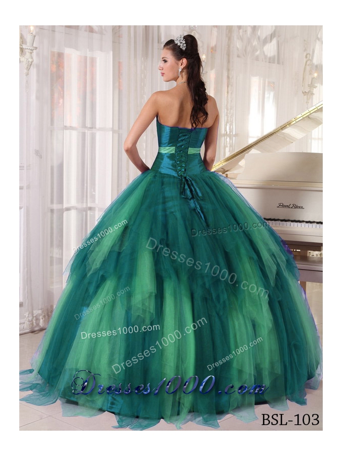 Puffy Strapless Turquoise Quincianera Dresses with Beading