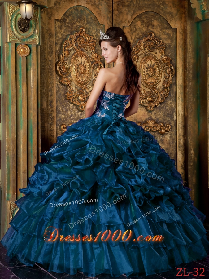2014 Beautiful Puffy Strapless Quinceanera Dreses with Ruffles