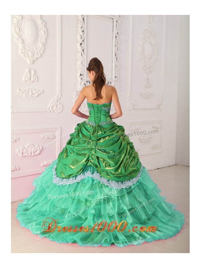 2014 New Style Strapless Sweet 15 Dresses with Appliques and Layers