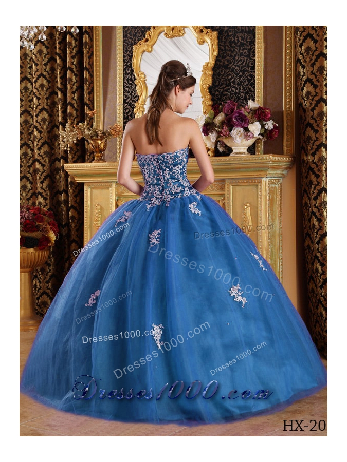 2014 Puffy Sweetheart Appliques Quinceanera Dresses in Teal