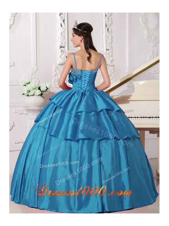 204 Spring Ball Gown Straps Beading Quinceanera Dresses in Teal