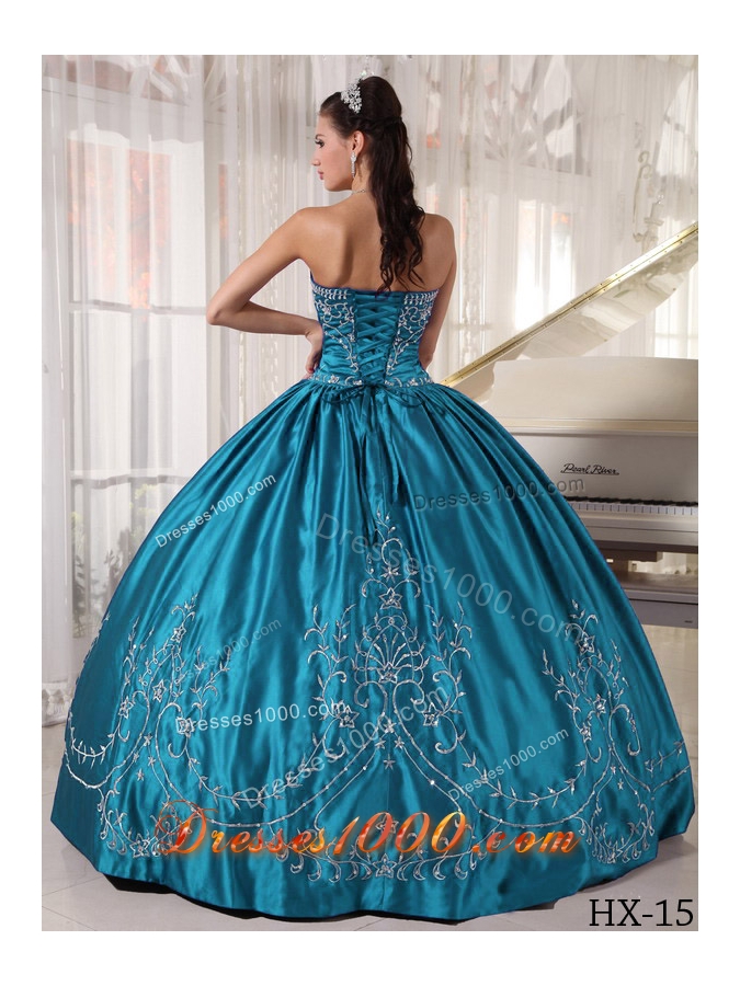 Affordable Strapless Embroidery Puffy Quinceanera Dresses with Military Ball