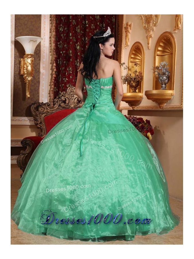 Beautiful Strapless Organza Quinceanera Dress with Appliques