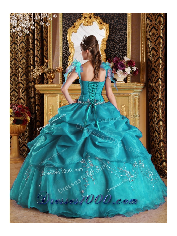 Discount Puffy Spaghetti Straps Appliques Long 2014 Quinceanera Dresses