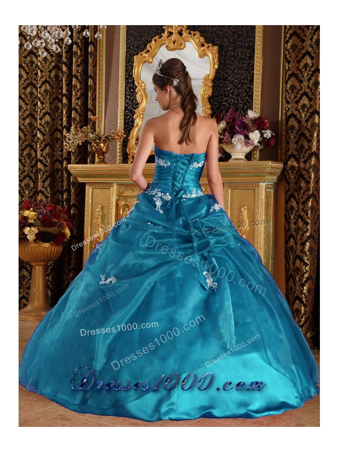 Elegant Puffy Strapless Appliques Quinceanera Dresses for 2014