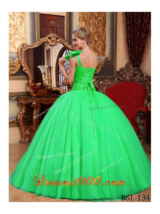 Simple Ball Gown One Shoulder Beading Sweet 15 Dresses