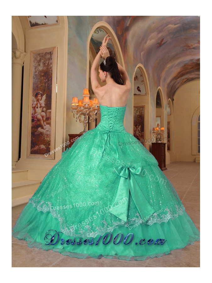 Strapless Organza Sweet 15 Dresses with Bowknot and Appliques