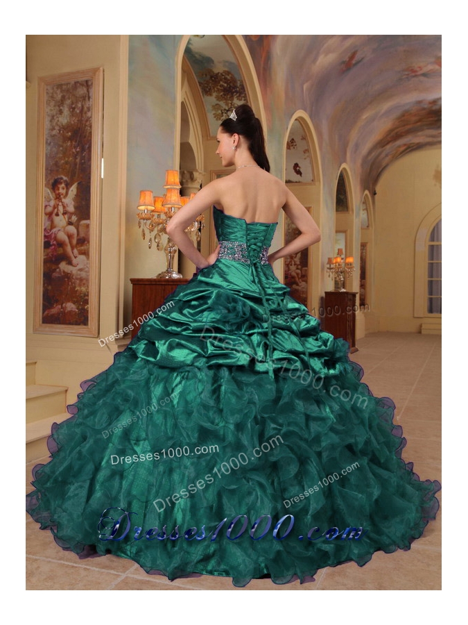 Sweetheart Turquoise Quinceanera Dresses with Beading and Ruffles