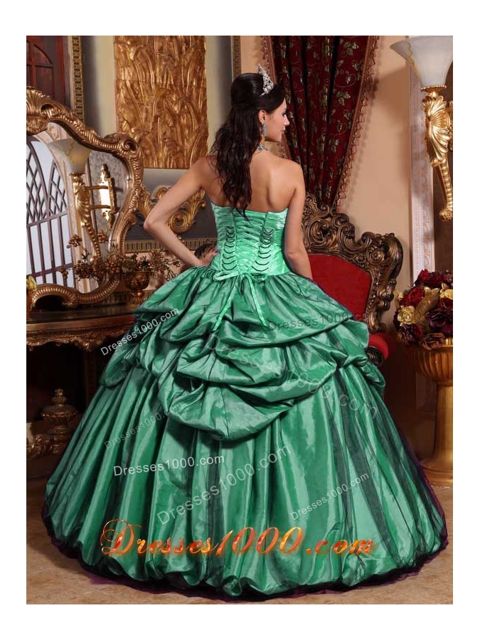 Turquoise Ball Gown Strapless Sweet Sixteen Dresses with Pick-ups
