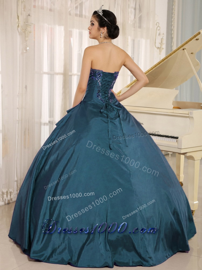 2014 Sweetheart Embroidery Long Quinceanera Gown in Teal