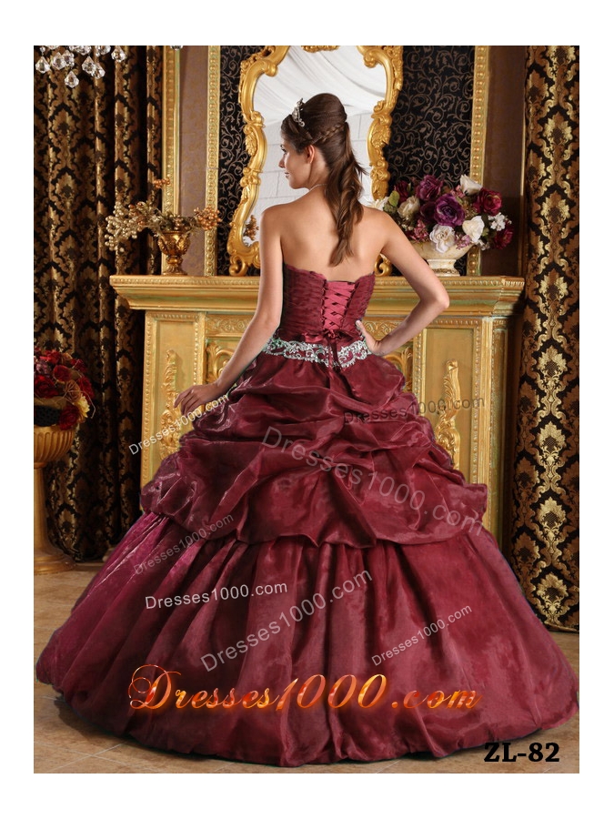 Embroidery and Pick-ups Sweep Train Quinceanera Dress Custom Made