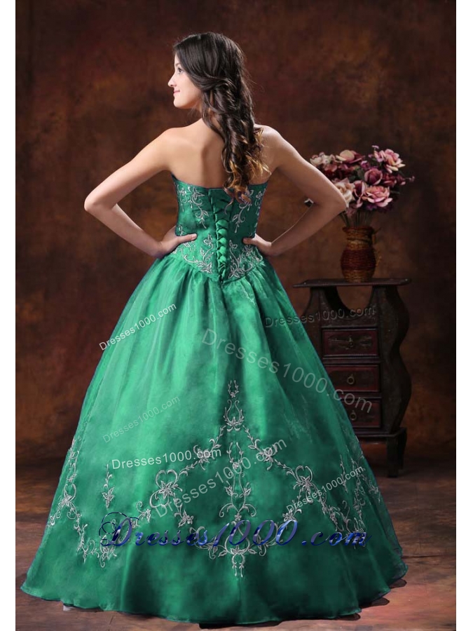 Halter Turquoise Quinceanera Gowns with Embroidery Organza