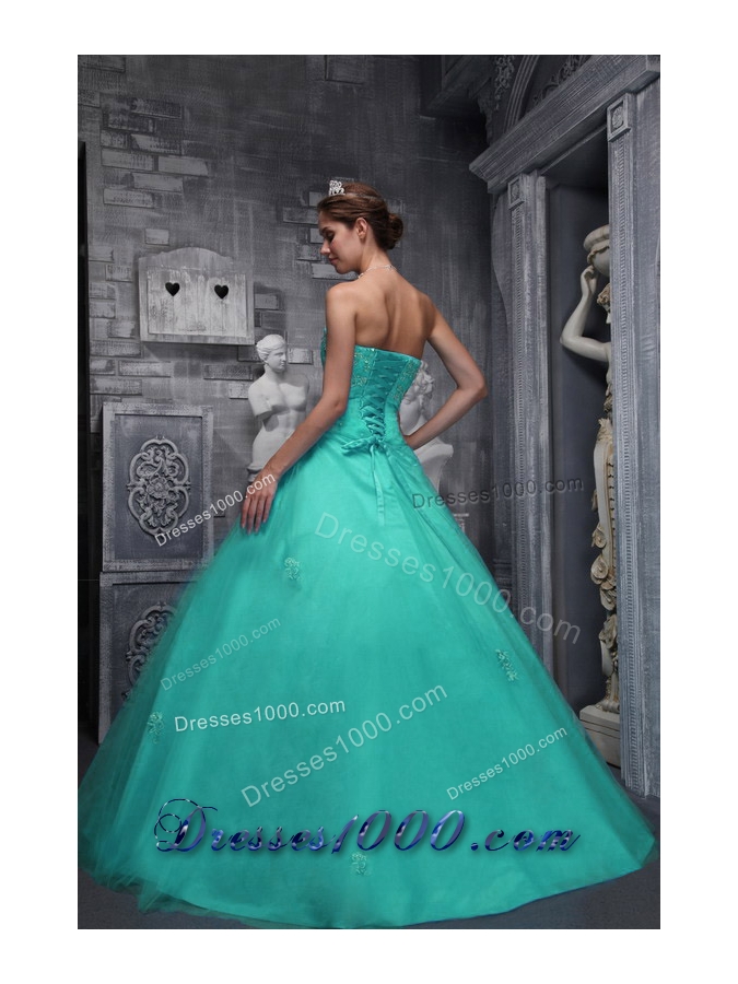 Turquoise Quinceanera Dresses with Sweetheart Beading and Appliques