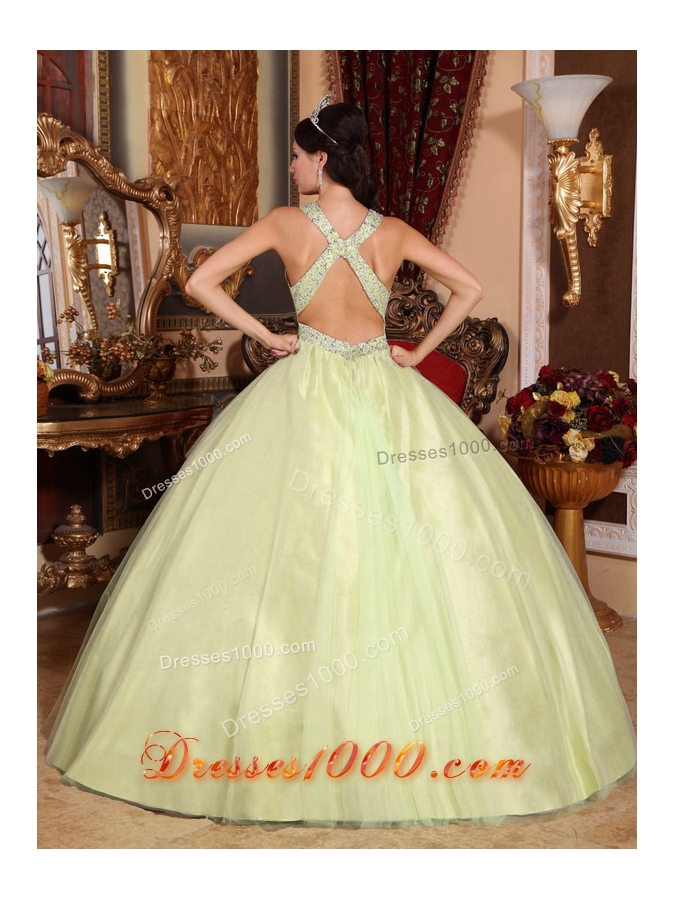Pretty V-neck Quinceanera Gown Dress with Beading