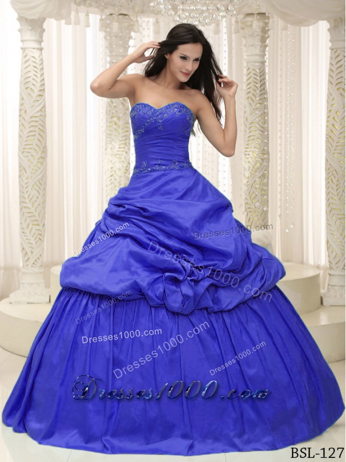 2014 Beautiful Sweetheart Lace Appliques For Quinceanera Dresses with Pick-ups