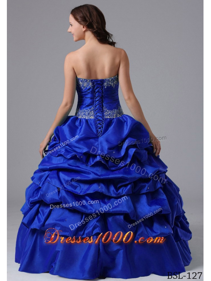 2014 Puffy Strapless Pick-ups Quinceanera Dresses With Beading and Ruching