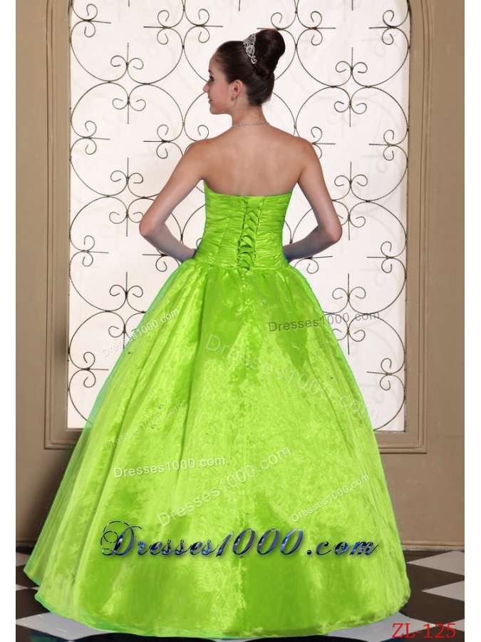 A-line Strapless Cheap Quinceanera Dresses Beaded Decorate Bust Gown