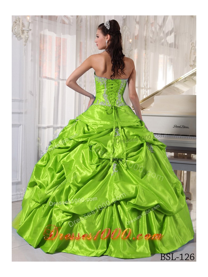 Appliques Ball Gown Floor-length Quinceanera Dresses With Strapless