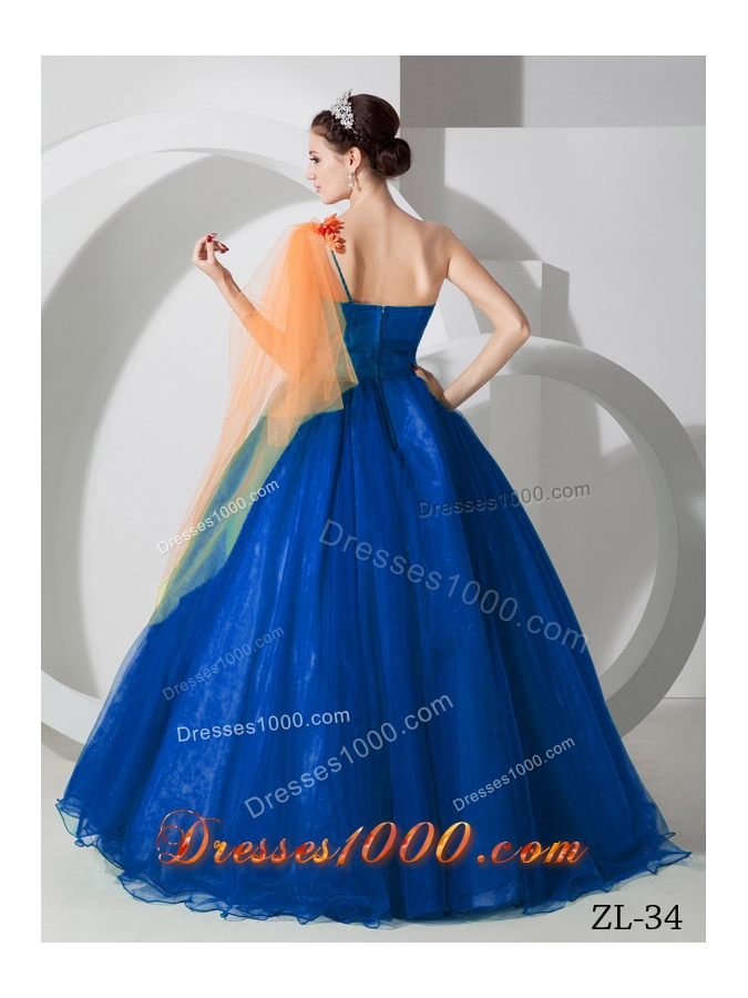 Exquisite Princess One Shoulder Royal Blue Quinceanera Dresses for 2014