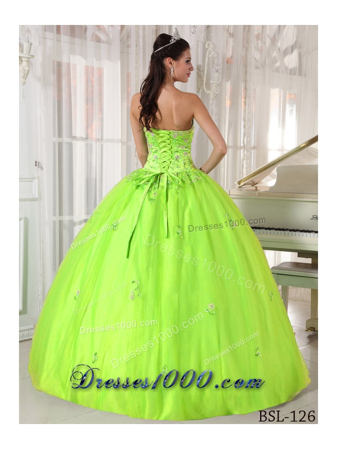 Puffy Strapless Appliques 2014 Dresses For a Quinceanera