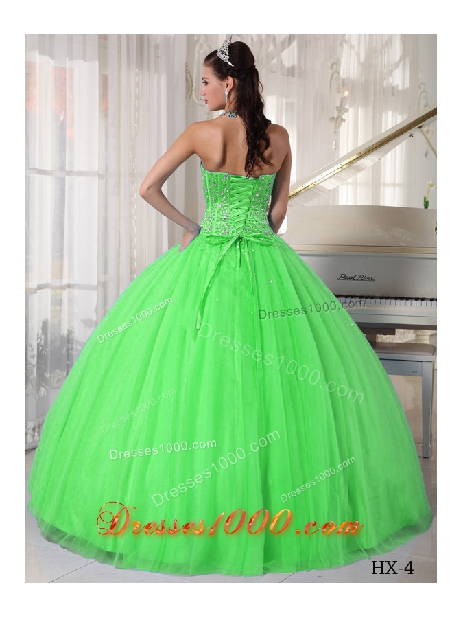 2014 Beading Puffy Sweetheart Tulle Sweet 15 Dresses