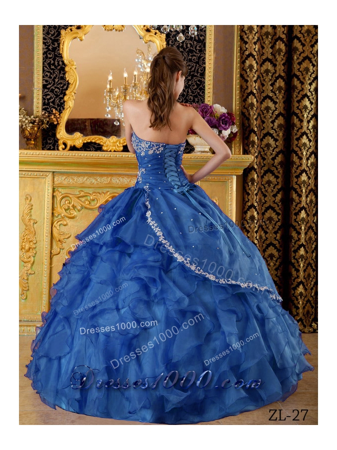 2014 Elegant Puffy Sweetheart Appliques Quinceanera Dresses