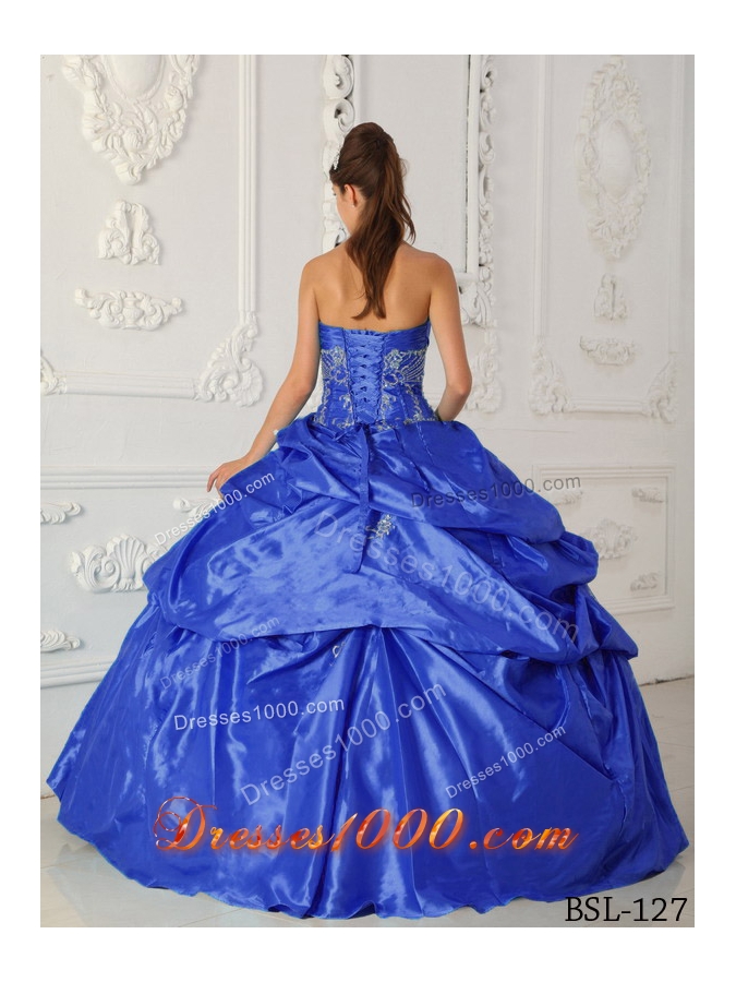 2014 Fashionable Royal Blue Sweetheart Appliques Quinceanera Dresses