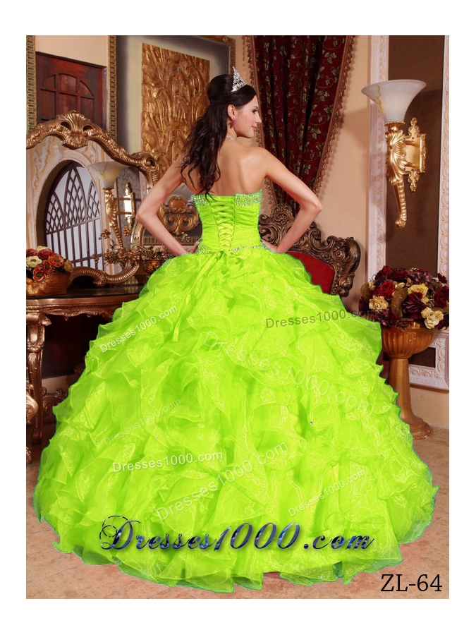 2014 New Style Sweetheart Organza Beading PuffyQuinceanera Gowns
