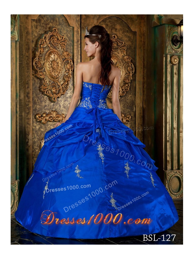 2014 Popular Appliques Quinceanera Dress in Royal Blue