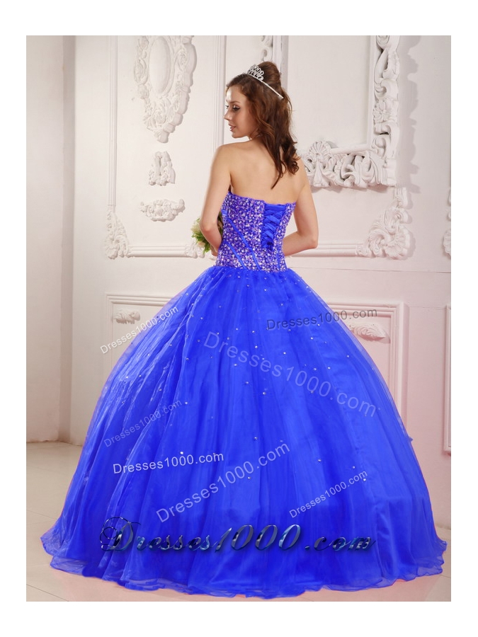 2014 Quinceanera Dress in Blue Princess Sweetheart with Beading