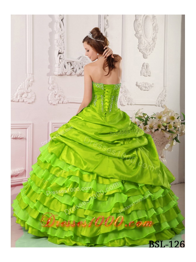 Ball Gown Strapless Beading Quinceanera Dresses with Ruffled Layers