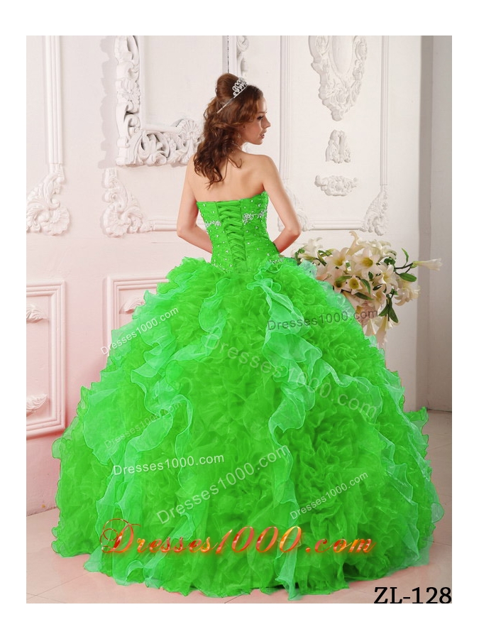 Beautiful Puffy Sweetheart Appliques and Beading 2014 Spring Quinceanera Dresses