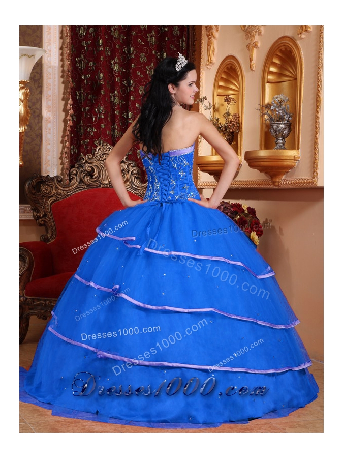 Discount Blue Sweetheart 2014 Beading Quinceanera Dresses