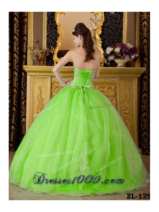 Elegant Beading Organza Long Quinceanera Dresses with Strapless