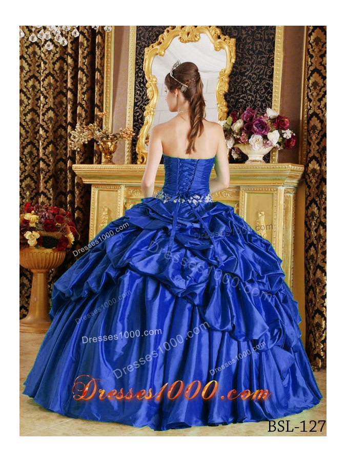 Lovely Royal Blue Puffy Strapless Beading 2014 Quinceanera Dress
