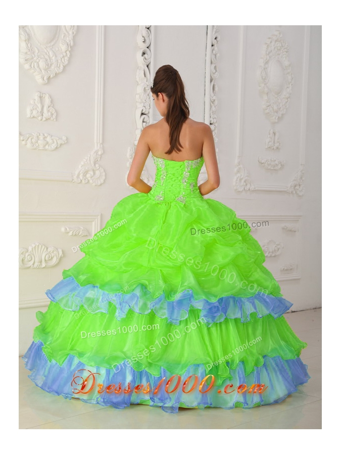 2014 Pretty Strapless Quinceanera Dresses with Beading and Ruffles