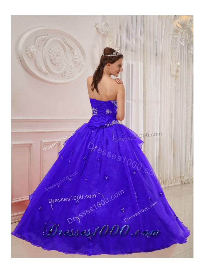 2014 Spring Puffy Strapless Appliques Quinceanera Gowns