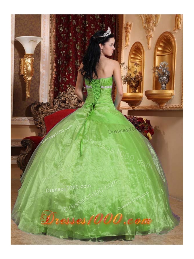 Beautiful Appliques Puffy Strapless Quinceanera Dresses for 2014