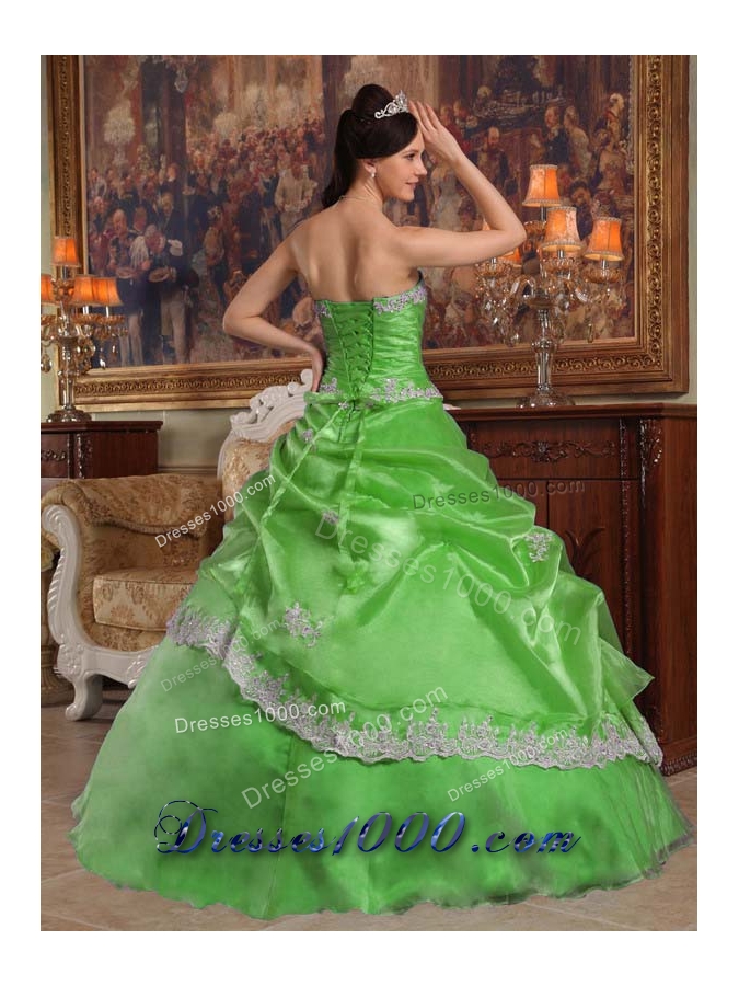 Discount Puffy Sweetheart Floor-length Appliques Quinceanera Dresses