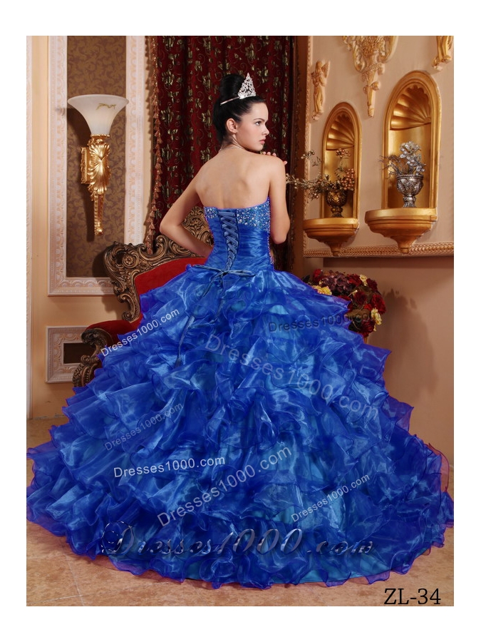 Fashionable Strapless 2014 Beading Quinceanera Gowns with Ruffles