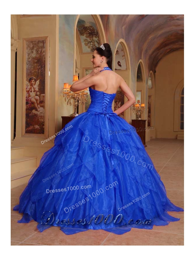 Gorgeous Halter Embroidery Quinceanera Dress with Ruffles